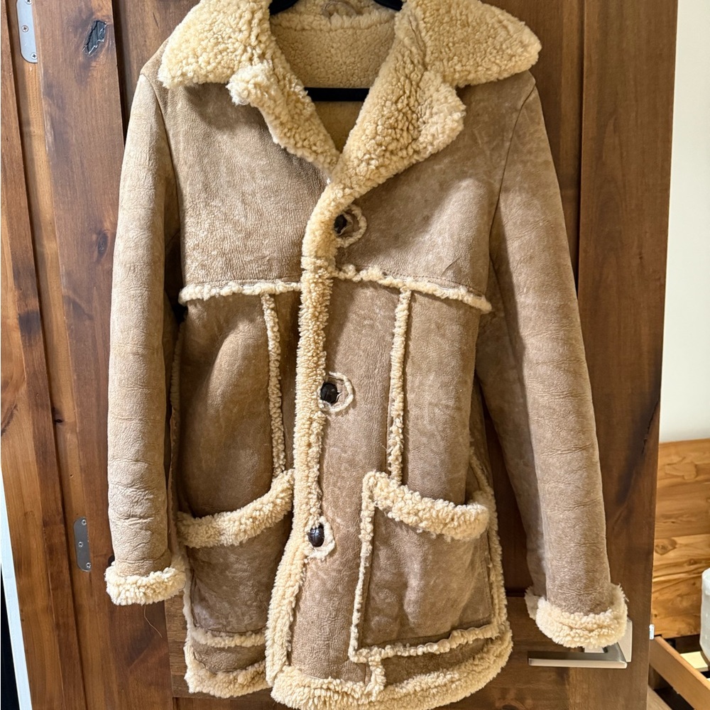 Women's Tan Suede Shearling Leather Jacket